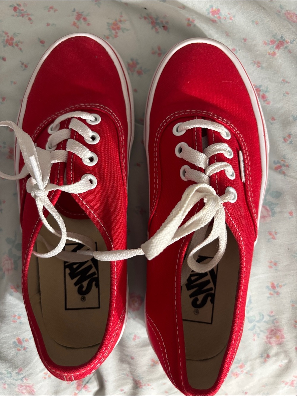 Vans Kids Red Canvas Lace-Up Sneakers